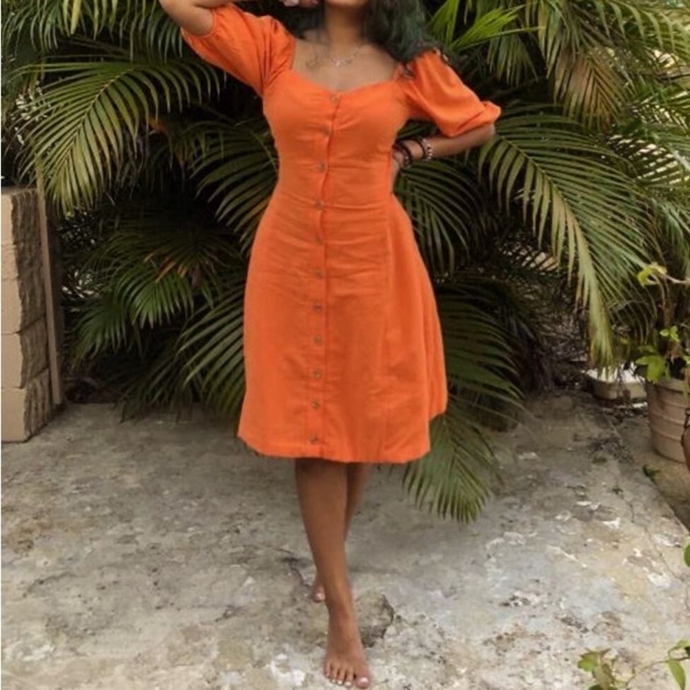 Cotton Maria Puff Sleeve Dress